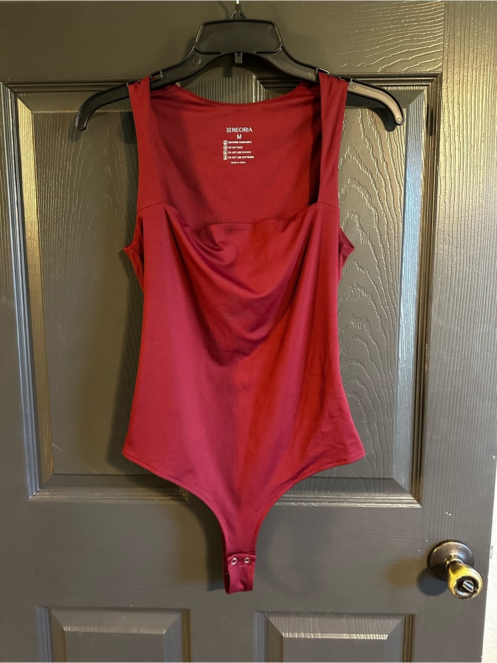 Reoria Burgundy Square Neck Bodysuit